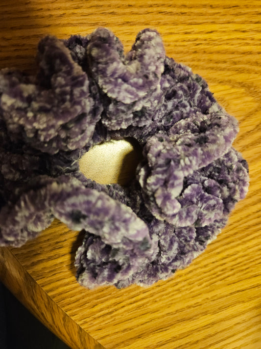 Small purple crochet scrunchie